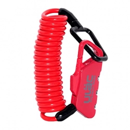 YZQ Interesting Portable Bike Lock Helmet Bag Elastic Wire Cable 3 Password Anti-theft Lock (Color : Red)