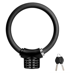 ZHANGQI Accessories ZHANGQI jiejie store Bicycle Lock, Portable Ring Safety Anti-Theft Tamper Proof Shear Resistance Thickened Steel Cable Alloy Reflective Strip (Color : Black)