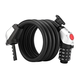 ZHANGQI Accessories ZHANGQI jiejie store Bicycle Password Lock Road Cycling Anti Theft Cable Lock 4-Digit Password Bike Safety Lock Code Lock With Lamp (Color : Black)