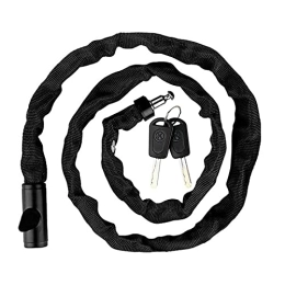 ZHANGQI Accessories ZHANGQI jiejie store Bike Chain Lock 1200mm With Key Fit For Mountain Bike Electric Bicycle Motorcycle Anti-Theft Bicycle Lock Bike (Color : Black)