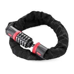 ZHANGQI Accessories ZHANGQI jiejie store Bike Chain Lock 5-Digits Code Anti-Theft Password Bicycle Lock Portable Steel Alloy Cable Code Lock Fit For Cycling Bike Accessories (Color : Red)