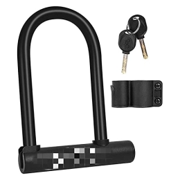 ZHANGQI Accessories ZHANGQI jiejie store Bike U-Lock With 2 Keys, Heavy Duty Security Anti-Theft Lock, PVC Waterproof Bicycle Lock Fit For MTB, Road Bikes (Color : Black)