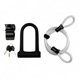 ZHANGQI Accessories ZHANGQI jiejie store Heavy Duty Security U Cable Bike Lock With 1.2M Flex Bike Cable Fit For Road Bike Mountain Bike Electric Bike Folding Bike (Color : Black)
