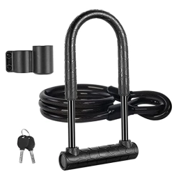 zhangxin Accessories zhangxin Bike U Lock with Cable Heavy Duty Anti-Theft D Shackle Bicycle Lock for Road Bike Cycling Lock