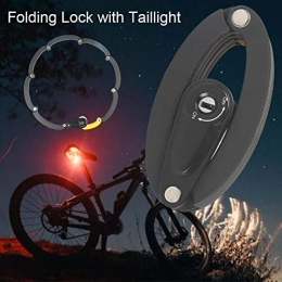 ZYZSYY Bike Lock ZYZSYY Mountain Road Foldable Bicycle Bike Seat Post Folding Lock Cable Lock Chain Lock with Tail Rear Light or Reflective Stick (Color : Black)