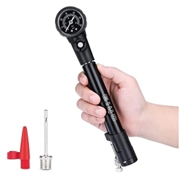 Kadacha Accessories 2 in 1 Bike Tire Pump / Shock Pump- Mini Hand Bike Pump Portable- 300PSI Bicycle Air Pump with Pressure Gauge- Presta and Schrader Valves Compatible Ball Pump with Needle