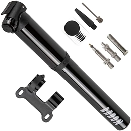 AARON Accessories AARON - Pocket One Mini Bicycle Pump - Suitable for all Valves - Compact and Light - High Pressure of 100 psi / 7 bar - Frame Pump for Racing Bikes, E-bikes, Mountain Bikes, Trekking Bikes - Black