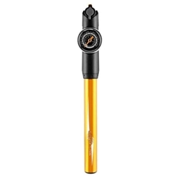 Zyj-Cycling Pumps Accessories Alloy Portable Hand Bicycle Pump Gauge Hose Bike Tire Inflator Schrader Presta Valve Needle Ball Cycling Pump (Color : Yellow)