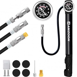 AMZOON Bike Pump AMZOON Bike Pump Bicycle Pumps With Pressure Gauge Extension Hose Mini Bike Pump Cycling Accessories for Road Bike MTB Cycle Pump Fits Schrader & Presta Valve