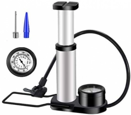 Bentrance Bicycle Pump with Pressure Gauge - Bike Foot Pump with Inflation Needle, Universal Presta & Schrader Valve for Bicycle Car Motorbike Ball etc (Silver)