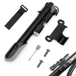 Berlato Bicycle Pump, Black Portable Mini Manual Bicycle Pump, Bicycle Pump with Pressure Gauge, Aluminum Alloy Pneumatic Manual Pump, Pump with Needle for Bicycles, Folding Cars, Balls and Toys