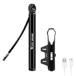 BESPORTBLE Bike Pump BESPORTBLE Electric Air Pump for Bike Tires and Balls Bike Tire Pump Bicycle Pump With Pressure Gauge Mini Rechargeable Tire Pump For Car Bike Motorcycle Ball