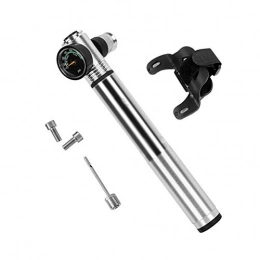 without Bike Pump Bicycle air pump 300 Psi Mini Bike Pump With Gauge Mountain Road Bicycle High Pressure Hand Air Pump CNC Cycling Pump Tire Inflator (Color : Silver)