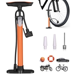 Vusddy Accessories Bicycle Floor Pump for All Valves, 160 PSI High Pressure Bicycle Pump, Portable Bicycle Air Pump Foot Pump for Road Bike, Mountain Bike, MTB, E-Bike, Car Tyres, Ball, Swimming Ring, Balloon