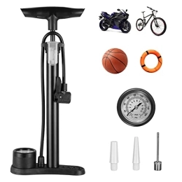 Vusddy Accessories Bicycle Floor Pump for All Valves, Bicycle Pump with Pressure Gauge, High Pressure Floor Pump 11 Bar / 160 Psi, Bicycle Pump for Road Bike, Bicycle, E Bike, Mountain Bike