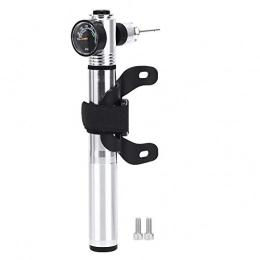 COSIKI Bike Pump Bike Air Pump, Compact and Portable Silver with Pressure Meter Small Size and Lightweight Bicycle Pump, Accessories for Football Basketball Outside Cycling