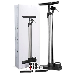 Bike Floor Pump with Gauge & Smart Valve Head, 160 Psi, Bicycle Pump Comes with Glueless Puncture Kit…
