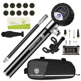 Honeyhouse Bike Pump Bike Pump, Aluminum Alloy Portable Mini Bicycle Tire Pump (120 PSI) with Needle / LCD Display, Fits for Presta & Schrader Valve, Multifunction Ball Pump for Road, Mountain Bikes, Baskatball