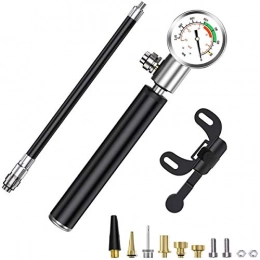 Bike Pump with Pressure Gauge, 210 PSI Mini Portable Bicycle Pump with Needle, Glueless Patch Kit, Cycle Valve Caps and Frame Mount Fits Presta/Schrader/Dunlop Valve, for Road, Mountain and BMX Bikes