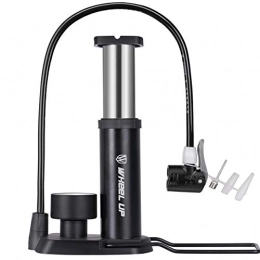 XPhonew Bike Pump Bike Pump, XPhonew Mini Floor Bicycle Pump with Gauge & Smart Valve Head, 120Psi High Pressure Pump for Road Mountain Bicycle / Motorcycle / Balls, Automatically Reversible Presta & Schrader Black