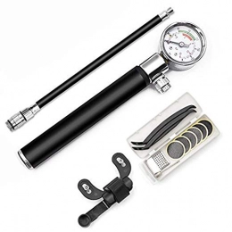 LieYuSport Bike Pump Bike Pumps with Pressure Gauge, Bicycle Pump With 210 PSI Glueless Patch Kit, Mini Bike Pump Portable Quick & Easy To Use, Football Pump Needles and Frame Mount Fits Presta &Schrader Valve