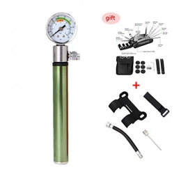 KuaiKeSport Accessories Bike Tire Pump with Bicycle Repair Tool, Mini Bike Pumps for all Bikes with Pressure Gauge / Frame Mount, Bike air Pump for Road Mountain BMX Bikes, 100PSI Bicycle Pump, Ball Pump with Needle, Green