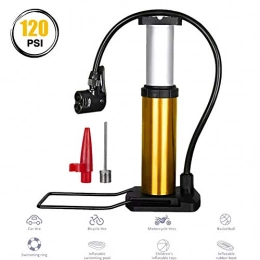 BLLJQ Bike Pump, Cycling Pump, Foot Activated Bicycle Floor Pump, Pocket Bicycle Tire Pump with Free Ball Needle and Inflation Cone for Road, Mountain Bikes,Gold