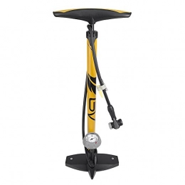BV Accessories BV Bicycle Ergonomic Bike Floor Pump with Gauge & Smart Valve Head, 160 psi, Automatically Reversible Presta and Schrader (Yellow)