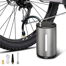 Cusstally Bike Pump Portable with Gauge, Ball Pump Inflator Bicycle Electrical Pump,Presta and Schrader Bicycle Pump Valves,Gray