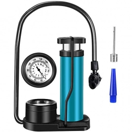 D&XQX Accessories D&XQX Bike Foot Pump, Mini Bike Tire Air Pump, with Pressure Gauge And Free Gas Ball Needle, Universal Presta And Schrader Valve Foot Activated Aluminum Alloy Barrel Portable, Blue