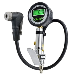 Digital Universal Bicycle Tire Inflator Gauge with Auto-Select Valve Type - Presta and Schrader Air Compressor Tool
