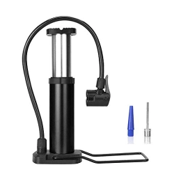 Epoch-Making Lightweight Portable Bike Foot Mini Bicycle Tire Air Floor Pump Aluminum Alloy 120PSI with Ball Needle and Inflation Adapter, Aluminium