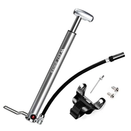 Eyand Silver Silver Portable Bike Pump - 160PSI Cycling Floor Pumps Fits Presta Schrader Valve, Aluminium Alloy Cycling Frame-Mounted Pumps with Ball Needle and Inflation Cone