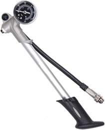 FCPLLTR Bike Pump FCPLLTR 300PSI Air Supply Inflator Bicycle Pump To Inflate Fork Shock Fits With Psi / bar Gauge Bleeder Foldable Hose GS02D (Color : Black) (Color : Silver)