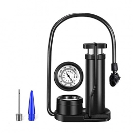 Wghz Bike Pump Foot Pump Tyre Inflator Portable Mini Bicycle With Pressure Gauge For Valves Aluminum Alloy Bike Pump Bicycle Accessories (Color : Black)