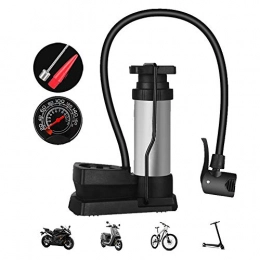 KuaiKeSport Accessories Foot Pumps with Pressure Gauge 120 PSI, Floor Pumps Antifreeze Hose, Bike Pumps with Sports Needle, Bicycle Pump Portable Easy To Use for Road, Mini Bike Pump BMX Bikes Fits Presta &Schrader Valve, Silver