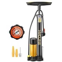 Hycline Accessories Hycline Bike Floor Pump with Gauge, Bicycle Tire Pump Inflator with High Pressure 160 PSI, Fits Schrader and Presta Valve, Air Pump for Bike Tires MTB Sports Balls