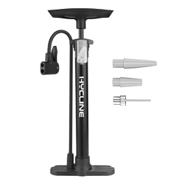 Hycline Accessories Hycline Bike Pump, Floor Bicycle Tire Pump, 150 PSI High Pressure Air Pumps with Presta and Schrader Valve for MTB BMX Road Bike Tires, Balls, Balloons, Inflatables