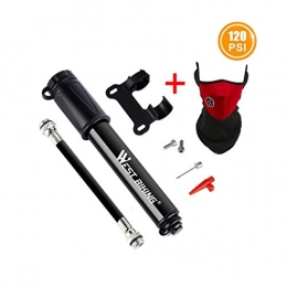 HYXL888 Mini Bike Pump 120PSI,Aluminum Alloy Portable Bicycle Pump,with Presta and Schrader Valve Frame Air Pump for Road, Ball Pump Needle/Frame (Color : Black)