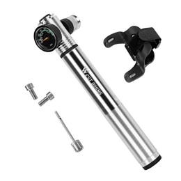 JERKKY Accessories JERKKY Bicycle Pump, Aluminum High Pressure Bicycle Pump Bidirectional Inflatable Portable Mini Pumps with Barometer Riding MTB Road Bike Accessories Silver