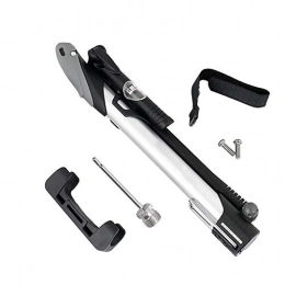 Jklt Accessories Jklt Bike Pump Folding Handle Mini Bike Pump with Pressure Gauge Portable Pump Bike Motorcycle Tire Small Pump Ball Nozzle Pump Easy to Operate and Carry (Color : Silver, Size : 27.5cm)