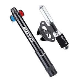 Kadacha Accessories Kadacha 2 in 1 Bike Pump and CO2 Inflator with 2x16g Threaded CO2 Cartridges Compatible with Presta and Schrader Valves, 160PSI Portable Bike Tire Pump for MTB Road Bike.