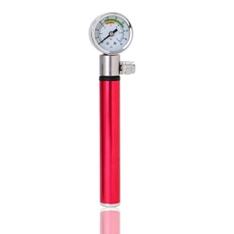 KX-YF Accessories KX-YF Bicycle Pump Mini Bike Pump With Gauge Bicycle Pump Ultra Lightweight Fits Presta & Schrader Valve Multicolor Optional for Road Bike Mountain Bike (Color : Red, Size : 19.5×2.1cm)