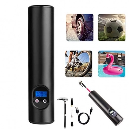 LICHUXIN Bike Pump LICHUXIN Portable Bicycle Pump, Bicycle Air Pump, Air Pump with LED Digital Tire Pressure Gauge Emergency Light Preset Tire Pressure, Suitable for Mountain Bikes, Road Bikes, Black