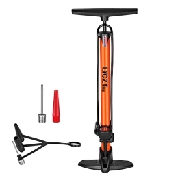 LYGZTing Accessories LYGZTing Bicycle Pump, Portable Bicycle Tyre Pump Bicycle Floor Pump with Pressure Gauge Hand Foot Activated (Maximum Pressure: 160 PSI / 11 Bar Bicycle Pump with Inflation Needle and Inflator (Orange)