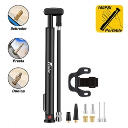 Fricho Accessories Mini Bike pumps for all bike 160 PSI High Pressure Hand Pump Small road bike tyre pump presta / Schrader / Dunlop valve bicycle pump portable for Road Bikes, MTBs, Children's Bicycles