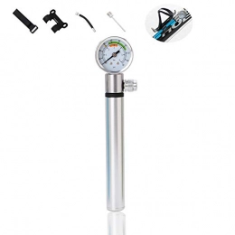 KuaiKeSport Accessories Mini Portable Bike Pumps with Pressure Gauge, Waterproof Bicycle Pump, Bike Pump Quick & Easy To Use, Football Pump Needles Fits Presta &Schrader Valve, 100PSI Bicycle Tyre Pump for Mountain MTB, Silver