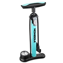 MOHEGIA Accessories MOHEGIA Bike Floor Pump with Gauge, Air Bicycle Pump Inflator with High Pressure 160 PSI, Fits Schrader and Presta Valve / Blue