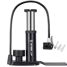 MOZOWO Bike Pump, Universal Mini Floor Bicycle Pump with Gauge & Smart Valve Head, 120 Psi High Pressure Pump for Road Mountain Bicycle/Motorcycle/Balls, Automatically Reversible Presta & Schrader