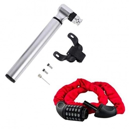 Nrpfell 2 Set Bicycle Accessories: 1 Set Hand Pump Tire Pump & 1 Pcs 5-Digit Combination Of Bicycle Chain Lock